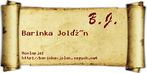 Barinka Jolán névjegykártya