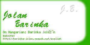 jolan barinka business card